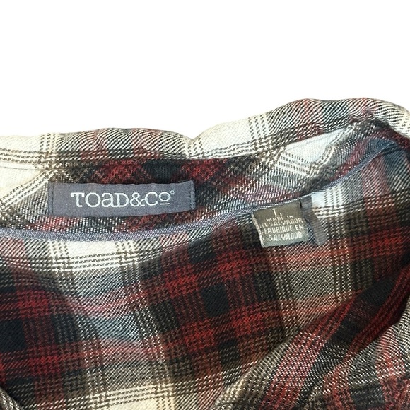 Toad&Co Flannagan Flannel Long Sleeve Button Down Shirt in Red Plaid Men’s Large - Picture 3 of 4